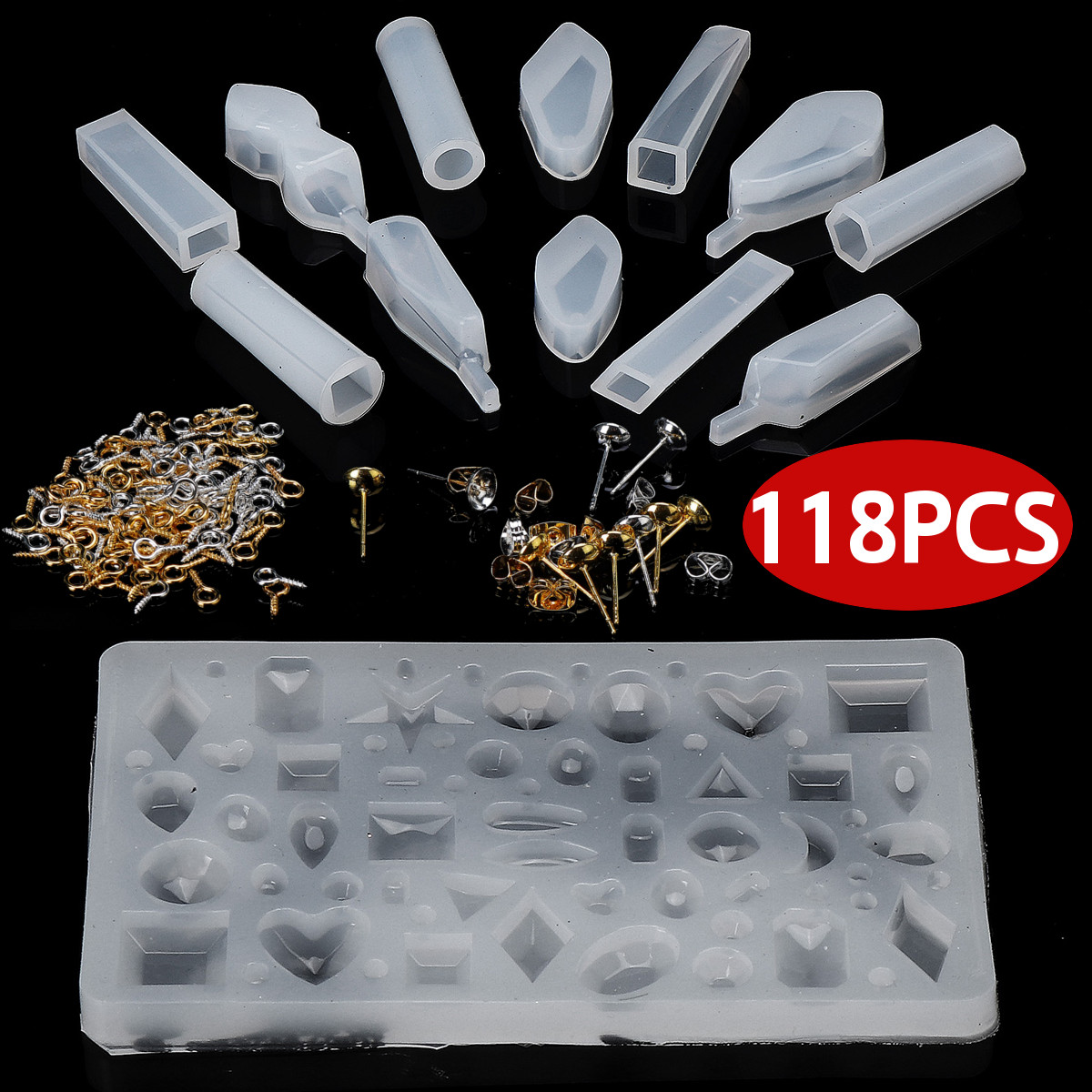 118PCS-DIY-Crystal-Glue-Resin-Silicone-Jewelry-Molds-Project-Gift-Pendant-Decoration-Mould-Tools-Set-1664749-2