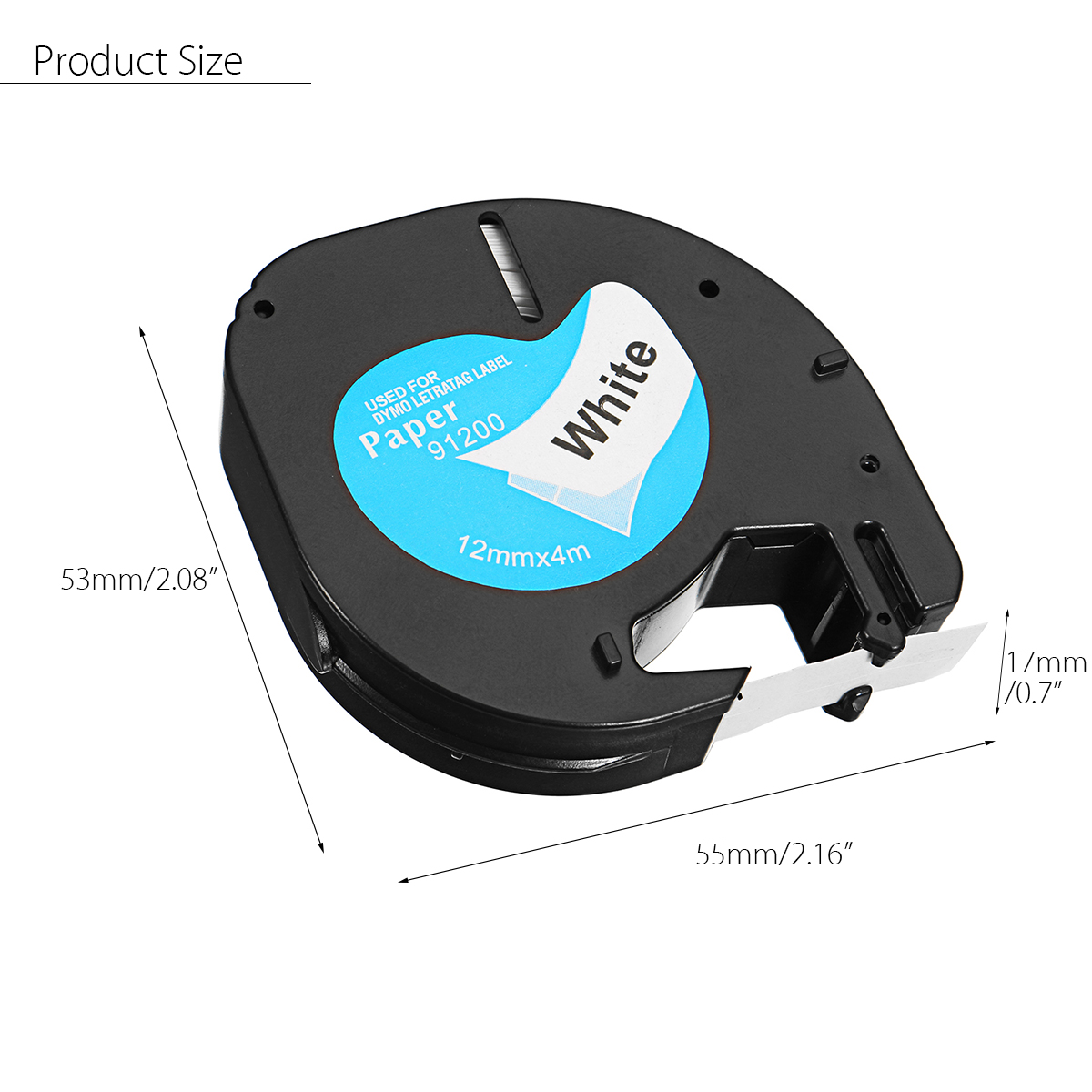 12mmx4m-Portable-Plastic-Label-Tape-Compatible-For-DYMO-LetraTAG-91200-Black-on-White-1559362-3