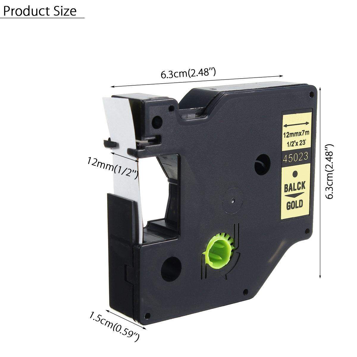 12mmx7m-Plastic-Label-Tape-Compatible-For-Dymo-D1-LetraTag-45016-45017-45018-45019-1559360-2