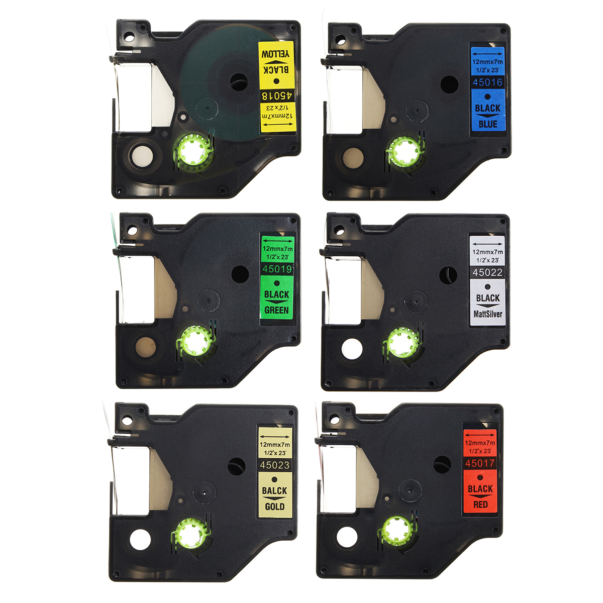 12mmx7m-Plastic-Label-Tape-Compatible-For-Dymo-D1-LetraTag-45016-45017-45018-45019-1559360-4