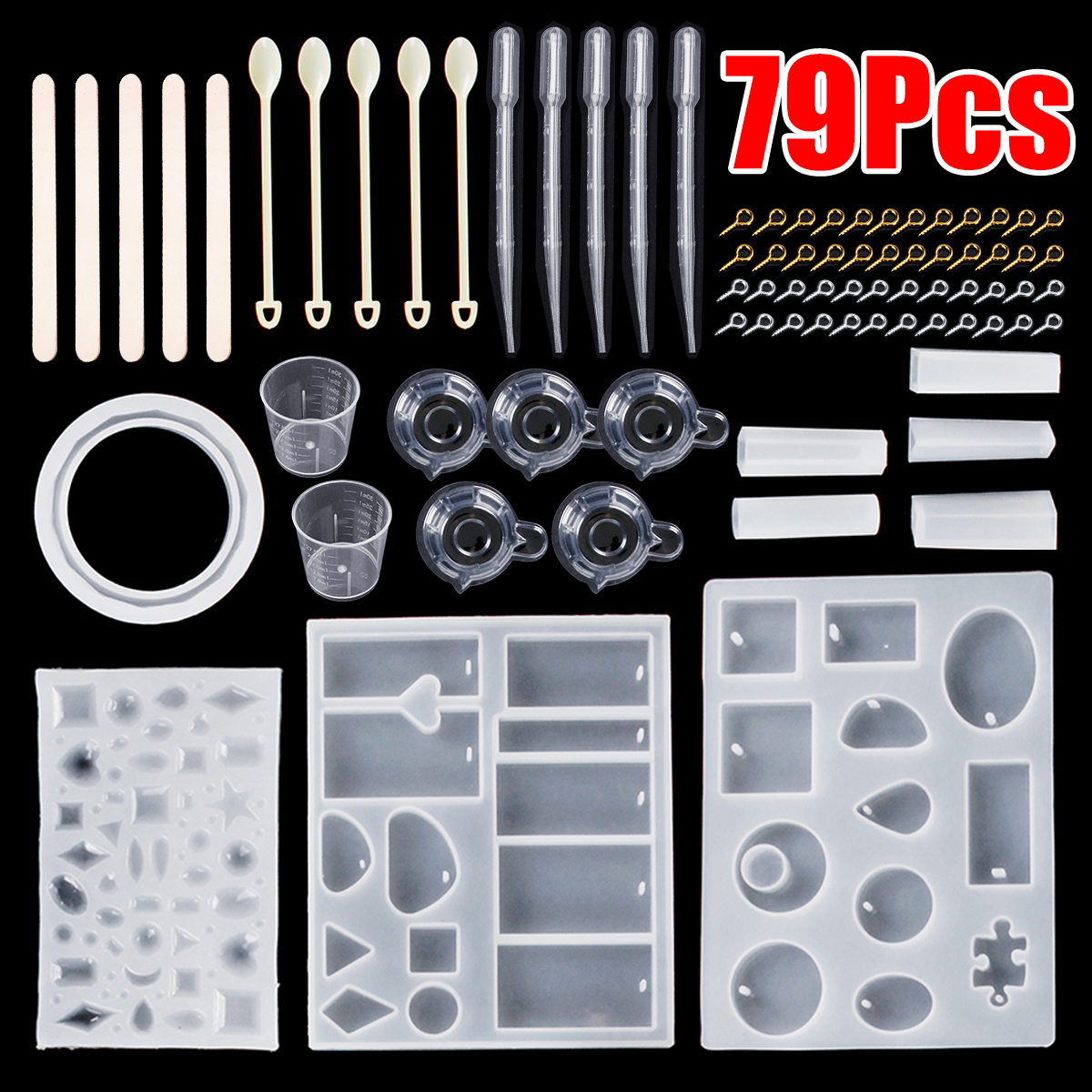79Pcs-DIY-Creative-Crystal-Epoxy-Mould-Jewelry-Silicone-Accessories-Resin-Casting-Molds-1460810-1