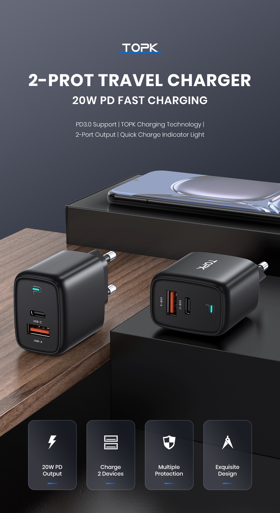 TOPK-B15-B2-2-Port-20W-USB-PD-Charger-20W-USB-C-PD30-18W-QC30-Fast-Charging-Wall-Charger-Adapter-EU--1948372-1