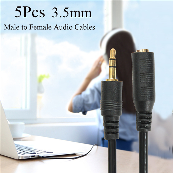 5pz-10-FT-35mm-Stereo-Cavo-Audio-Maschio-a-Femmina-Estensione-Cables-Per-CUFFIE-1180440-1