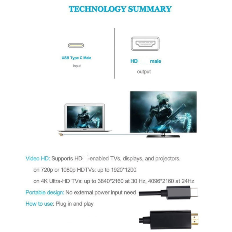 6ft-18M-4K-USB31-Type-C-Male-to-HD-Male-Adapter-Cable-For-Tablet-MacBook-Pro-1262473-2