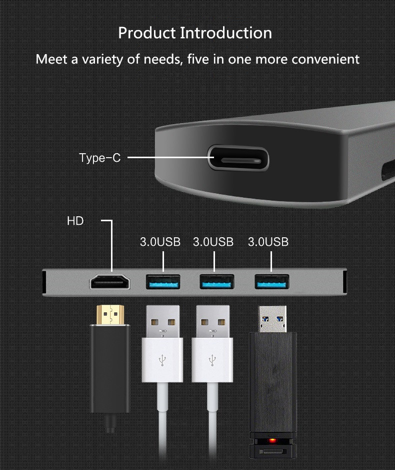 JULI-543A-5-in-1-USB-31-Type-C-Data-HUB-with-3USB-30-4K-HD-PD-Charging-Docking-Station-for-Tablet-La-1650365-5