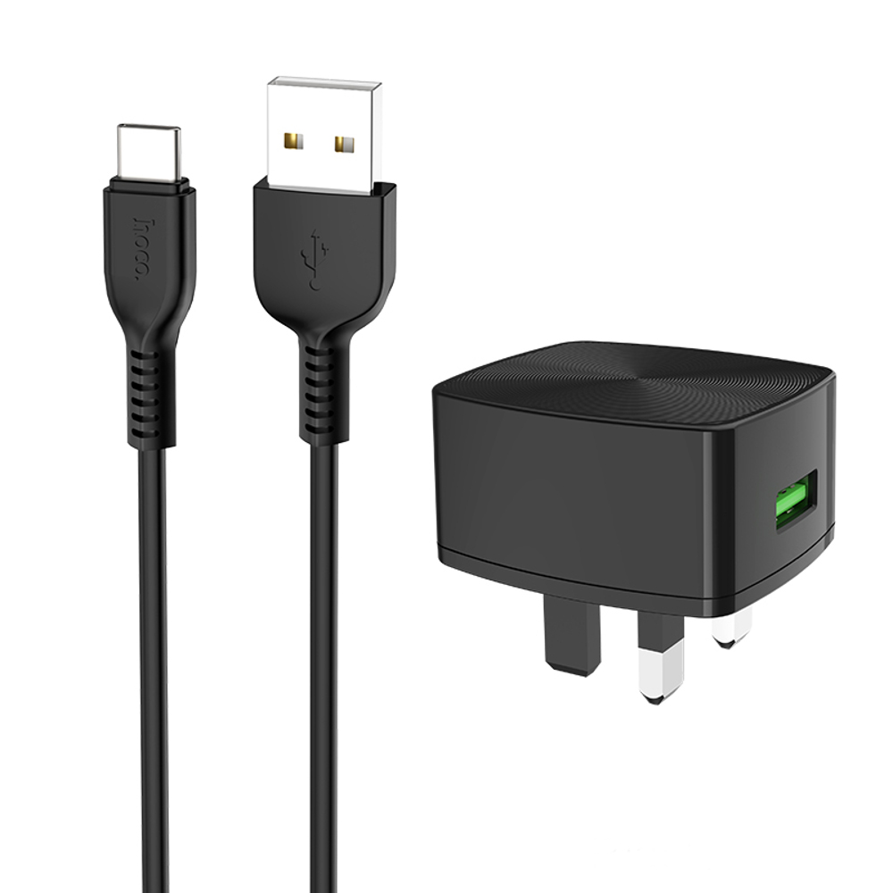 HOCO-C70B-UK-QC30-Charger-Power-Adapter-With-Type-C-Cable-For-Tablet-Smartphone-1564318-1