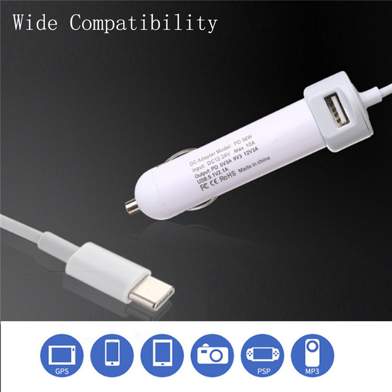 PD-36W-USB20-Type-C-Car-Charger-With-Quick-Charge-30-For-Cellphone-Tablet-1219995-2