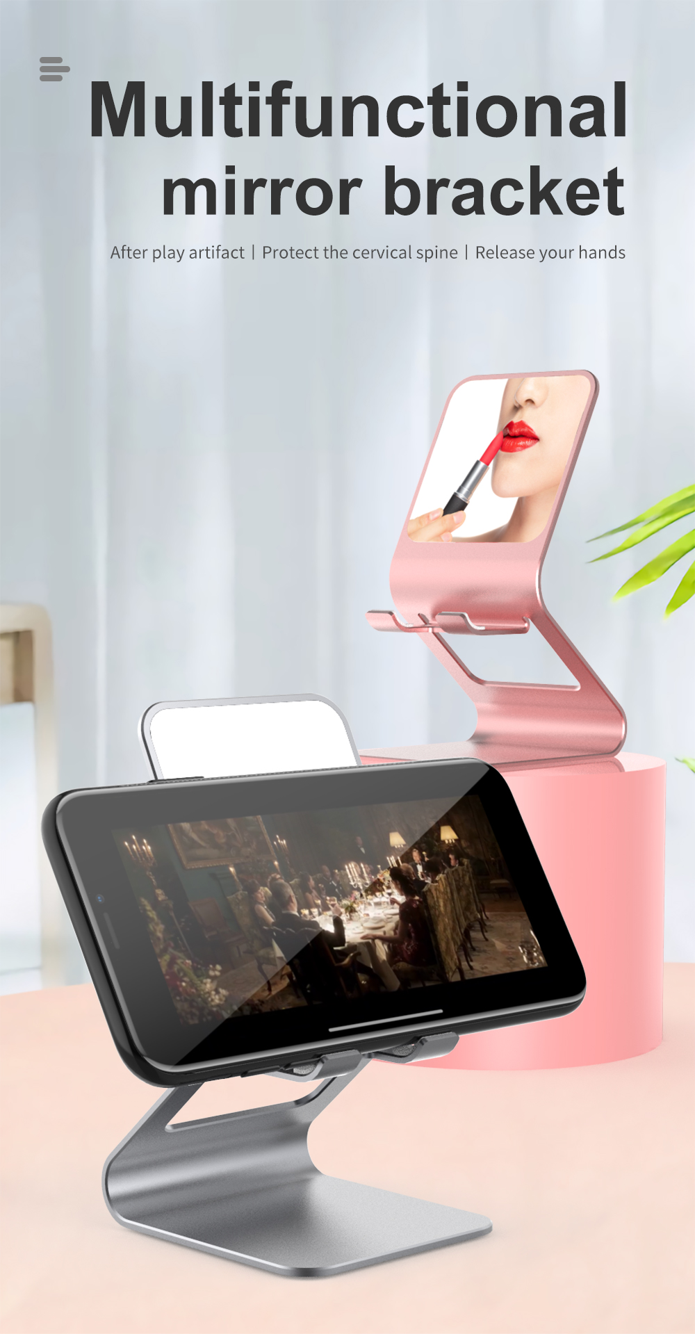R-JUST-Foldable-Desktop-Metal-Holder-Bracket-Live-Mirror-Stand-for-Tablet-Smartphone-1677113-1