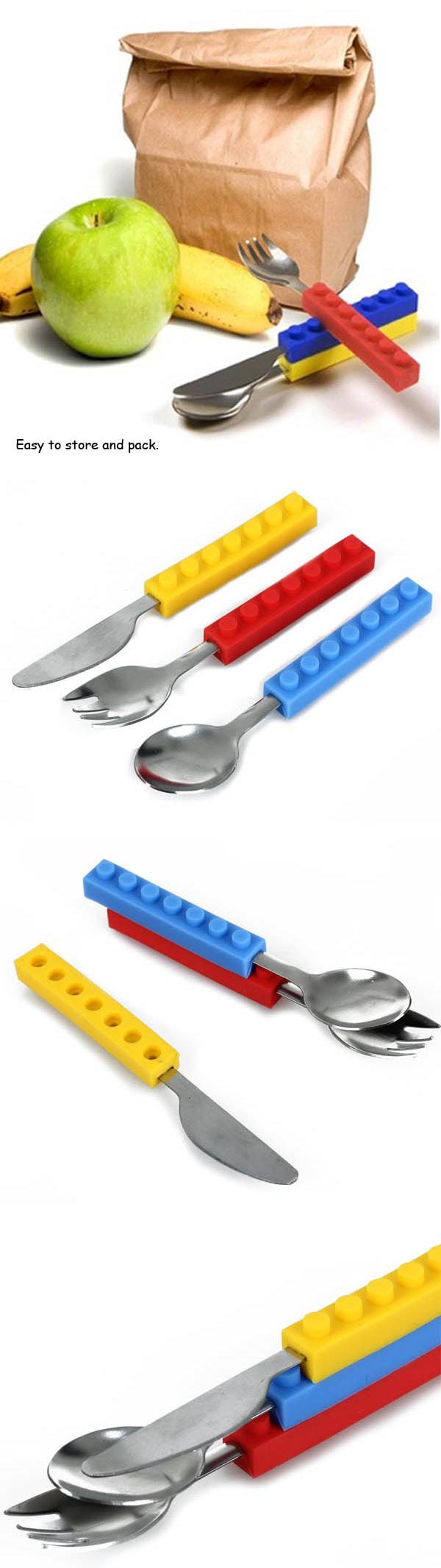 3PCS-Creative-Building-Blocks-Dinnerware-Portable-Block-Fork-Spoon-Flatware-Tableware-1007160-2