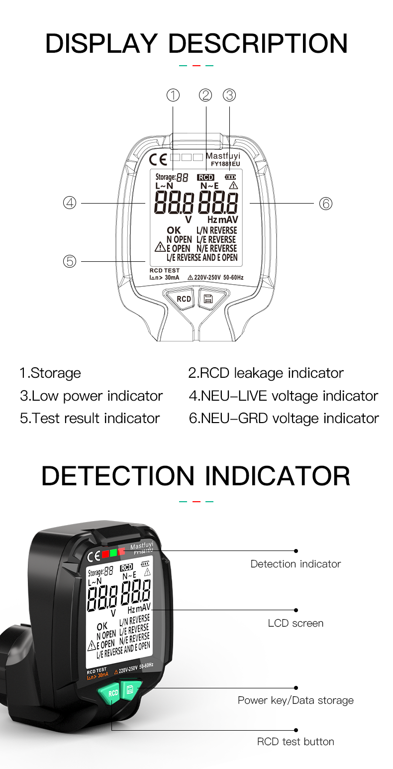 FY1881-30V-250V-Digital-Smart-Socket-Tester-Voltage-Test-Socket-Detector-ENull-Line-Phase-Check-RCD--1877401-13