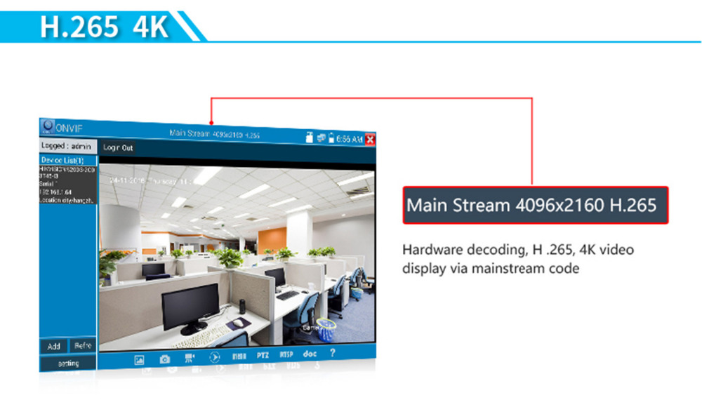IPC9800Plus-7 英寸 IP CCTV 测试仪监视器模拟 CVBS 摄像机测试仪 H265 4K 视频测试支持 ON-1808848-3