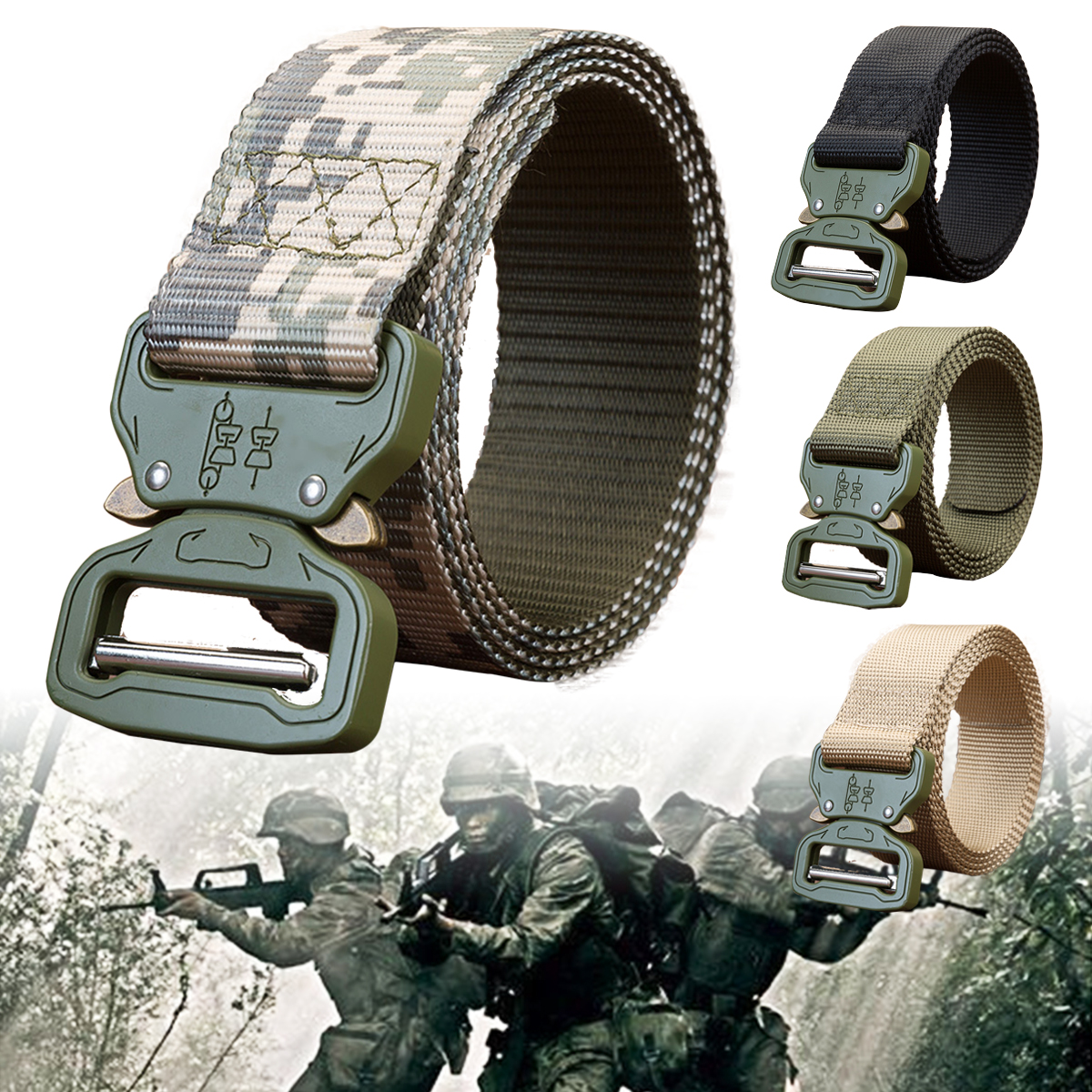 125cm-Silver-Buckle-Canvas-Mens-Multifunctional-Outdoor-Tactical-Belt-1290339-2