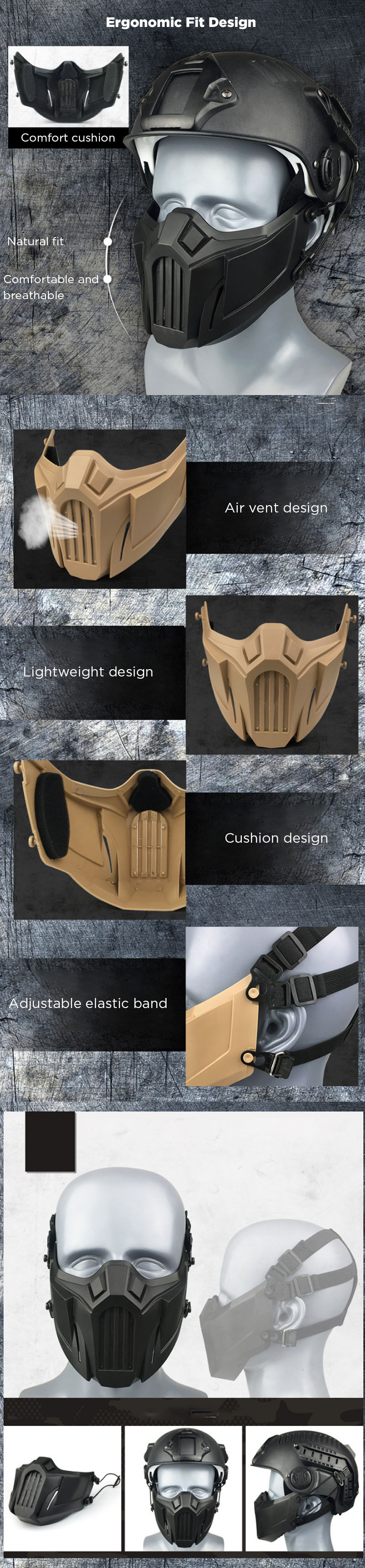 Anti-Dust-Breathable-CS-Mask-Safety-Protective-Tactical-Half-Face-Mask-Adjustable-Elastic-Bandage-Ma-1659307-3