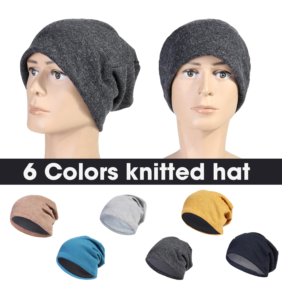 Knitted-Hat-Cotton-Winter-Ski-Running-Hunting-Cycling-Warm-Cap-1628524-1