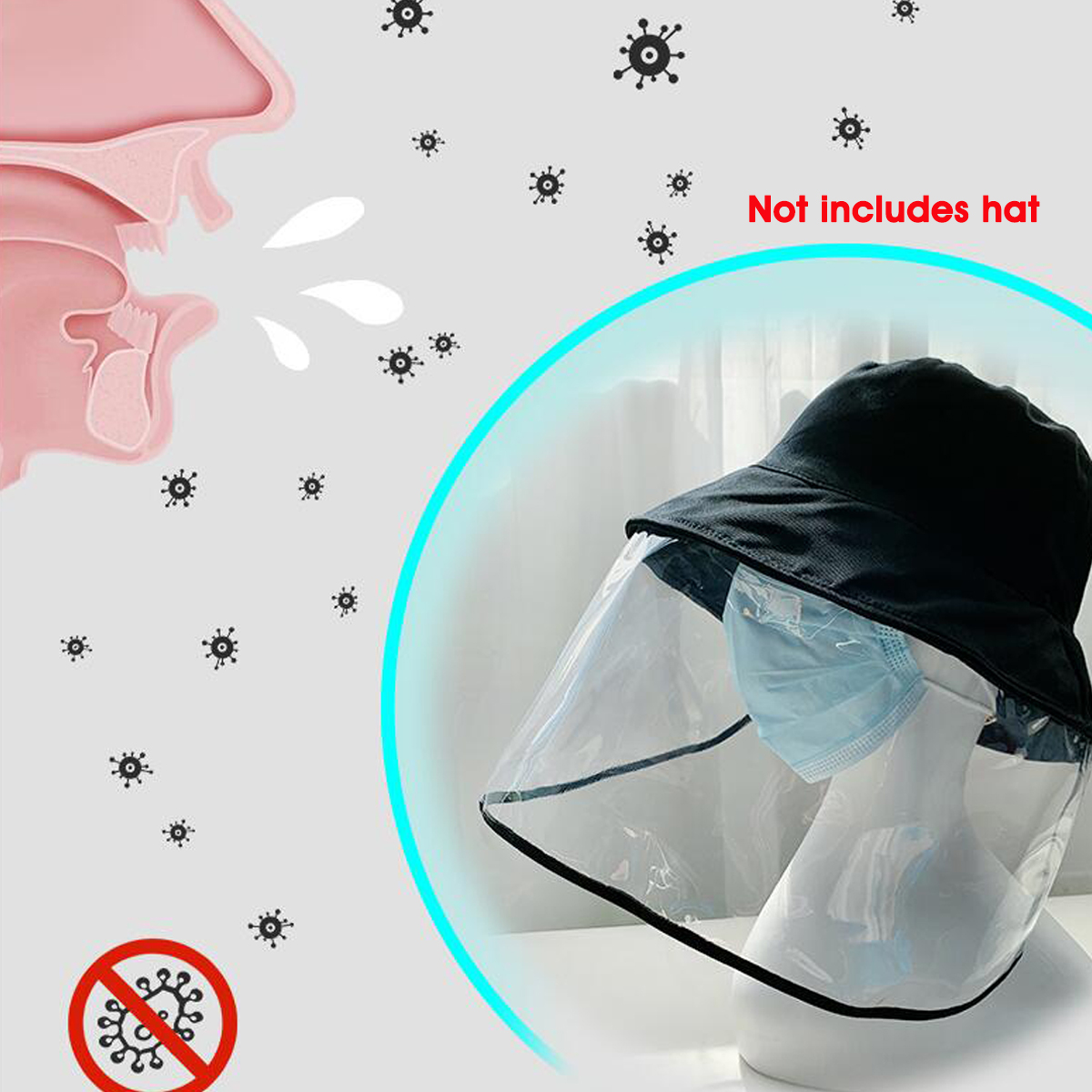 PVC-Transparent-Breathable-Splash-proof-Dustproof-Full-Face-Mask-Disassembleable-For-All-Hats-Fishma-1660688-1