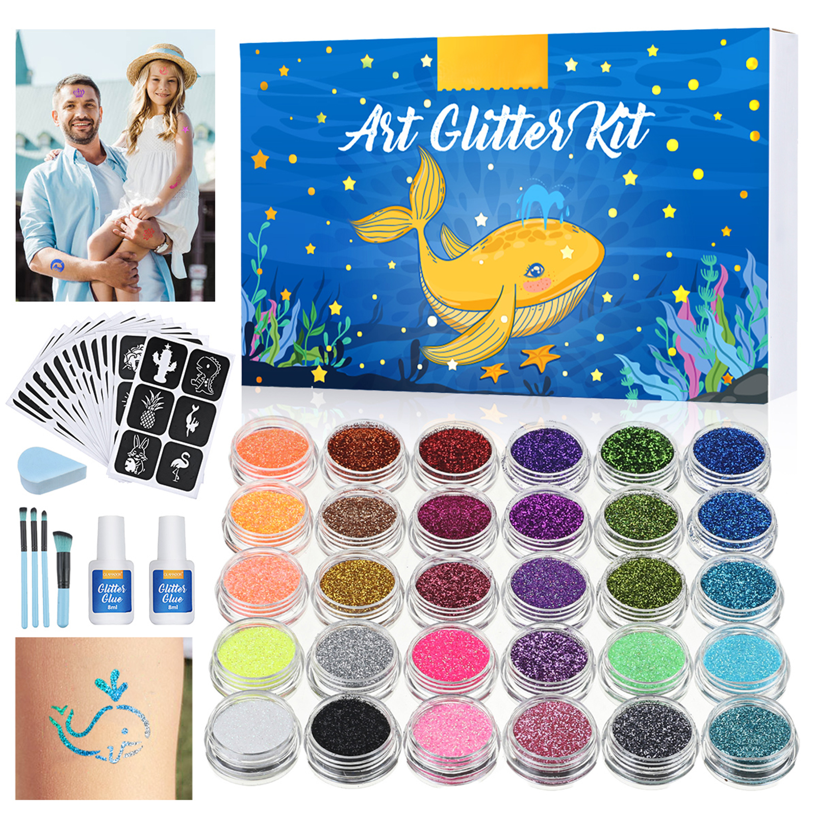 145-Stencils-Glitter-Powder-Tattoo-Set-3D-Temporary-Diamond-Body-Art-Paint-Party-for-Kids-Adult-1940416-5