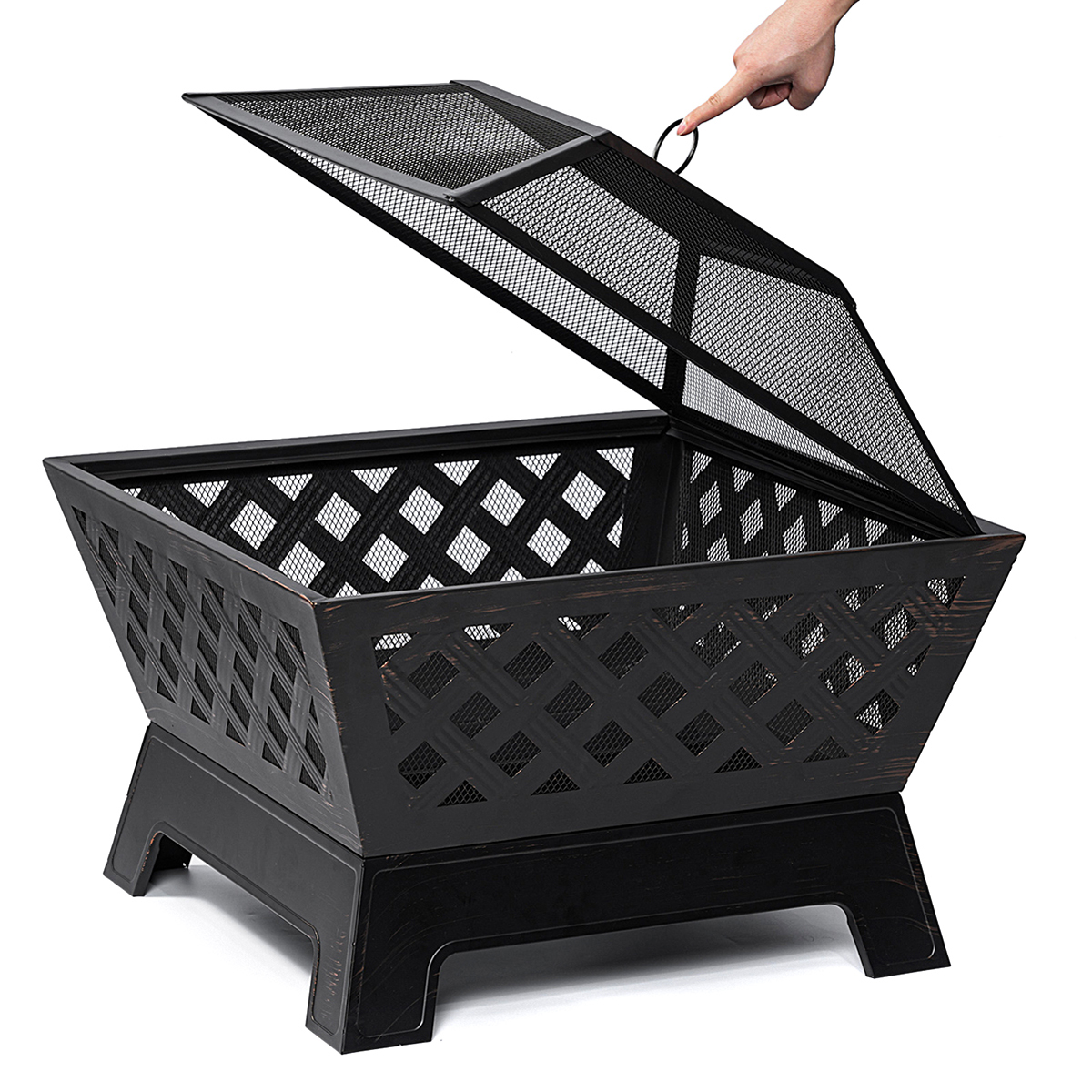 Kingso-26--Inch-Fire-Pits-Large-Wood-Burning-Square-Firepit-with-Ash-Plate-Spark-Screen-Log-Grate-Po-1920540-9
