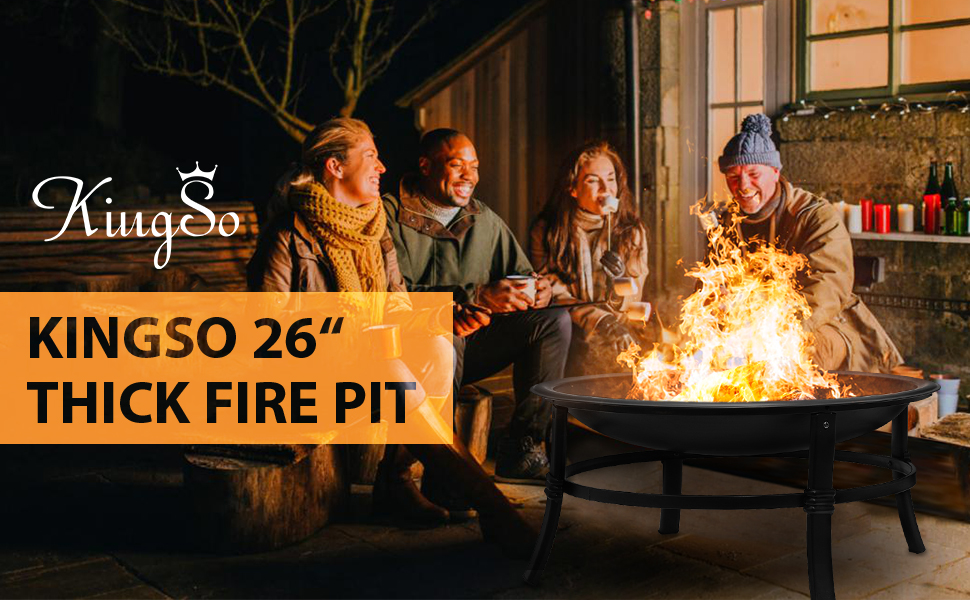 Kingso-26-inch-Fire-Pit-Wood-Burning--Small--Heavy-Duty-Steel-Firepit-with-Spark-Screen-Log-Grate-Po-1822387-1