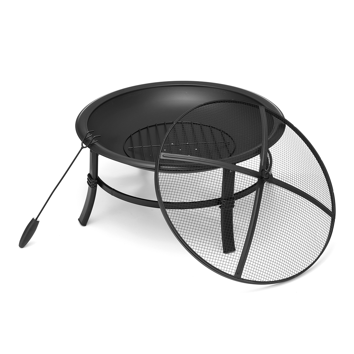 Kingso-26-inch-Fire-Pit-Wood-Burning--Small--Heavy-Duty-Steel-Firepit-with-Spark-Screen-Log-Grate-Po-1822387-7