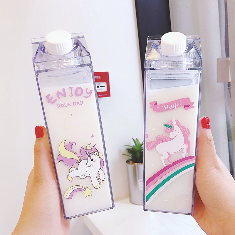 Portable-Cup-Novelty-Milk-Carton-Shaped-Cartoon-Unicorn-Printed-Water-Bottle-1349631-2