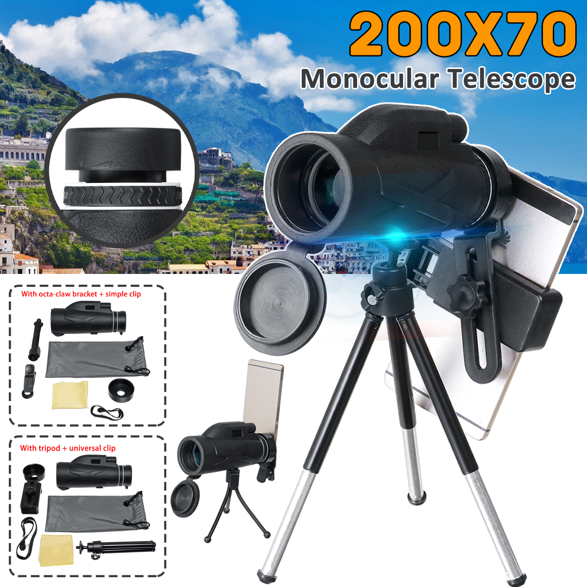 200X70-HD-Monocular-Universal-Optical-Telescope-Waterproof-Low-Night-Vision-with-Tripod-Phone-Clip-1836667-1