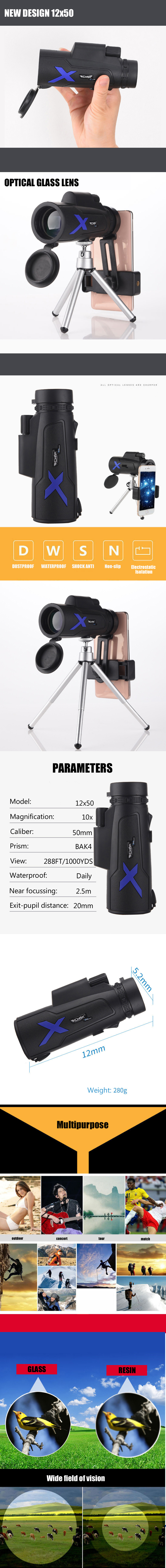 IPReereg-12X50-Waterproof-Monocular-Optical-HD-Lens-Portable-Telescope--Mobile-Phone-Clip--Telescopi-1622200-1