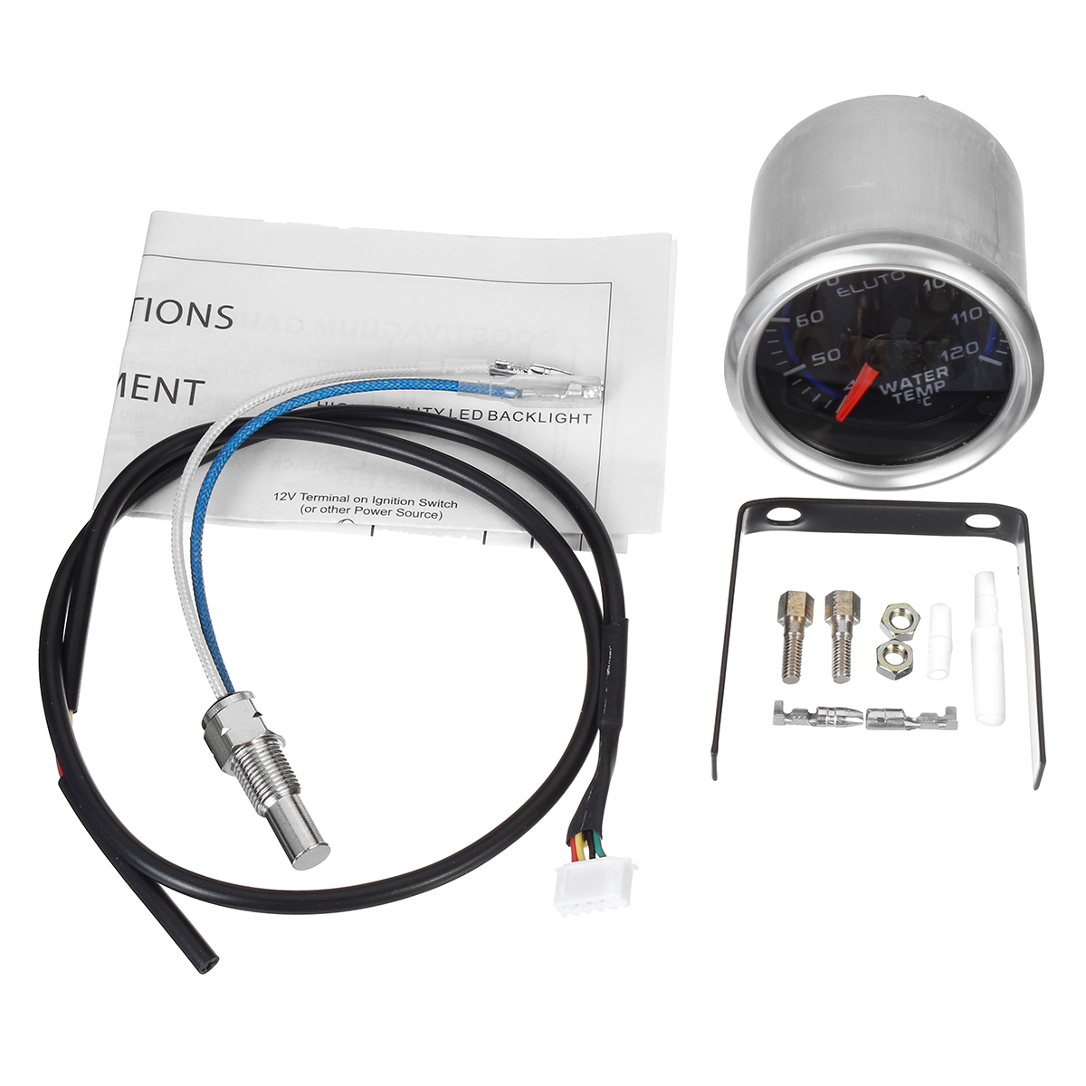 2quot-52mm-40-120degC-Water-Temperature-Gauge-Blue-LED-Black-Face-Car-Meter--Sensor-1743419-11