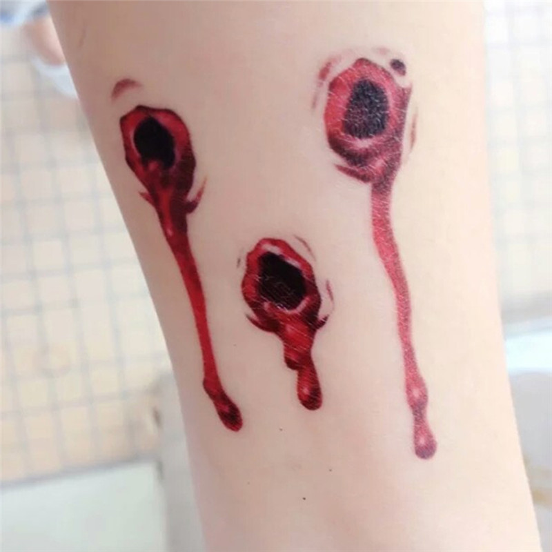 1pcs-Halloween-Bloody-Terror-Bullet-Tattoo-Sticker-Temporary-Body-Makeup-1200880-3