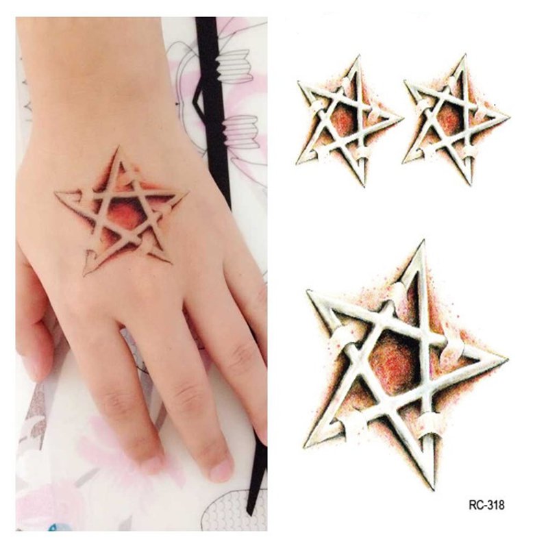 5Pcs-Halloween-Tattoo-Stickers-Make-Up-Mysterious-Five-Pointed-Star-Puncture-1206865-1