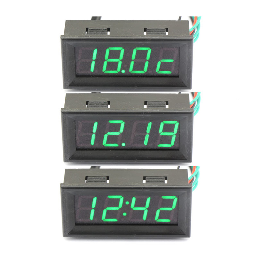 056-Inch-200V-3-in-1-Time--Temperature--Voltage-Display-with-NTC-DC7-30V-Voltmeter-Black-Watch-Clock-1530089-1