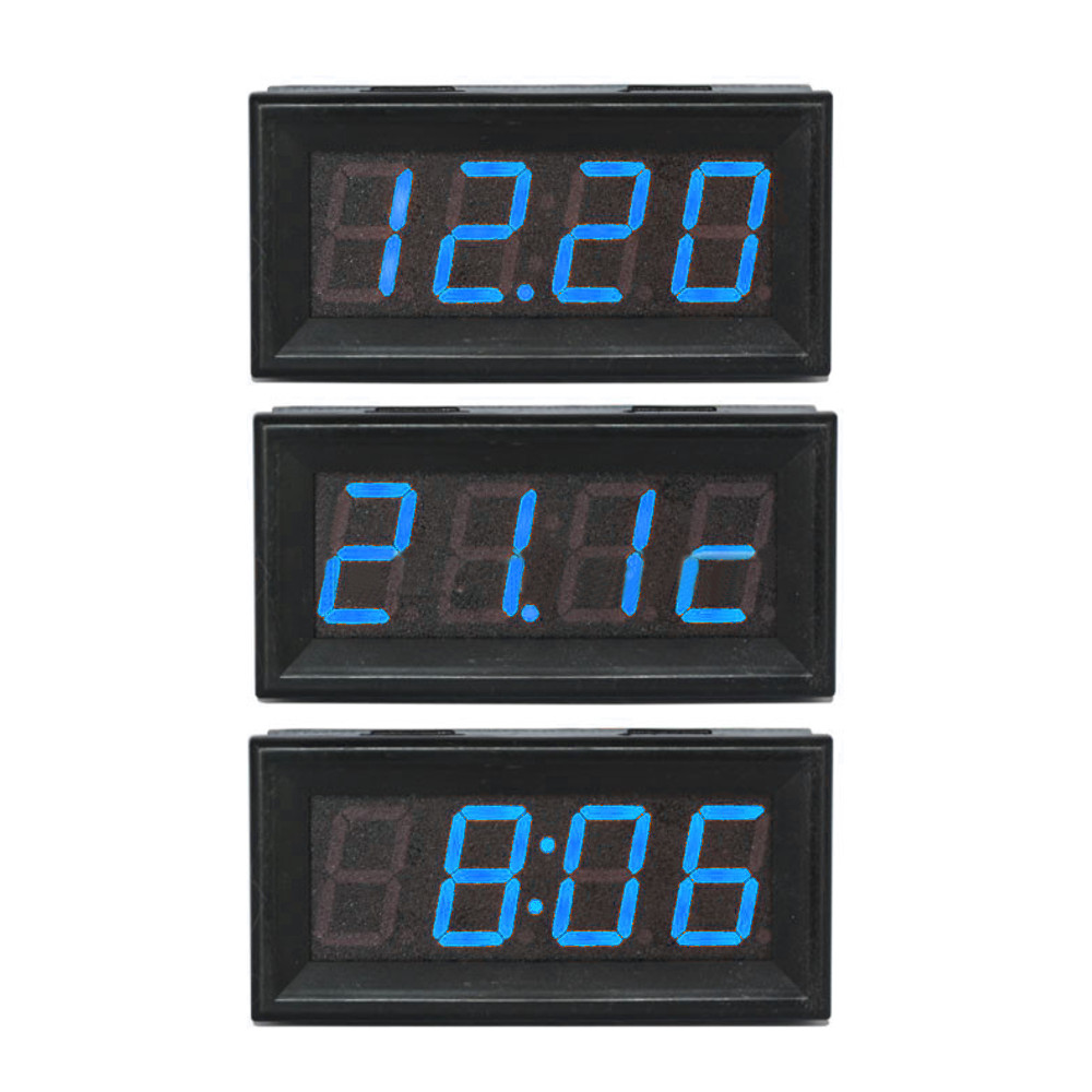 056-Inch-200V-3-in-1-Time--Temperature--Voltage-Display-with-NTC-DC7-30V-Voltmeter-Black-Watch-Clock-1530089-4