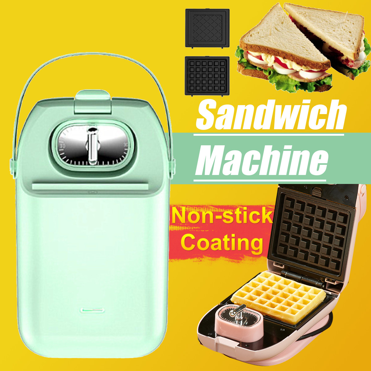 2IN1-Electric-Sandwich-Maker-Breakfast-Machine-Panini-Waffle-Cake-Toaster-Grill-1769665-2