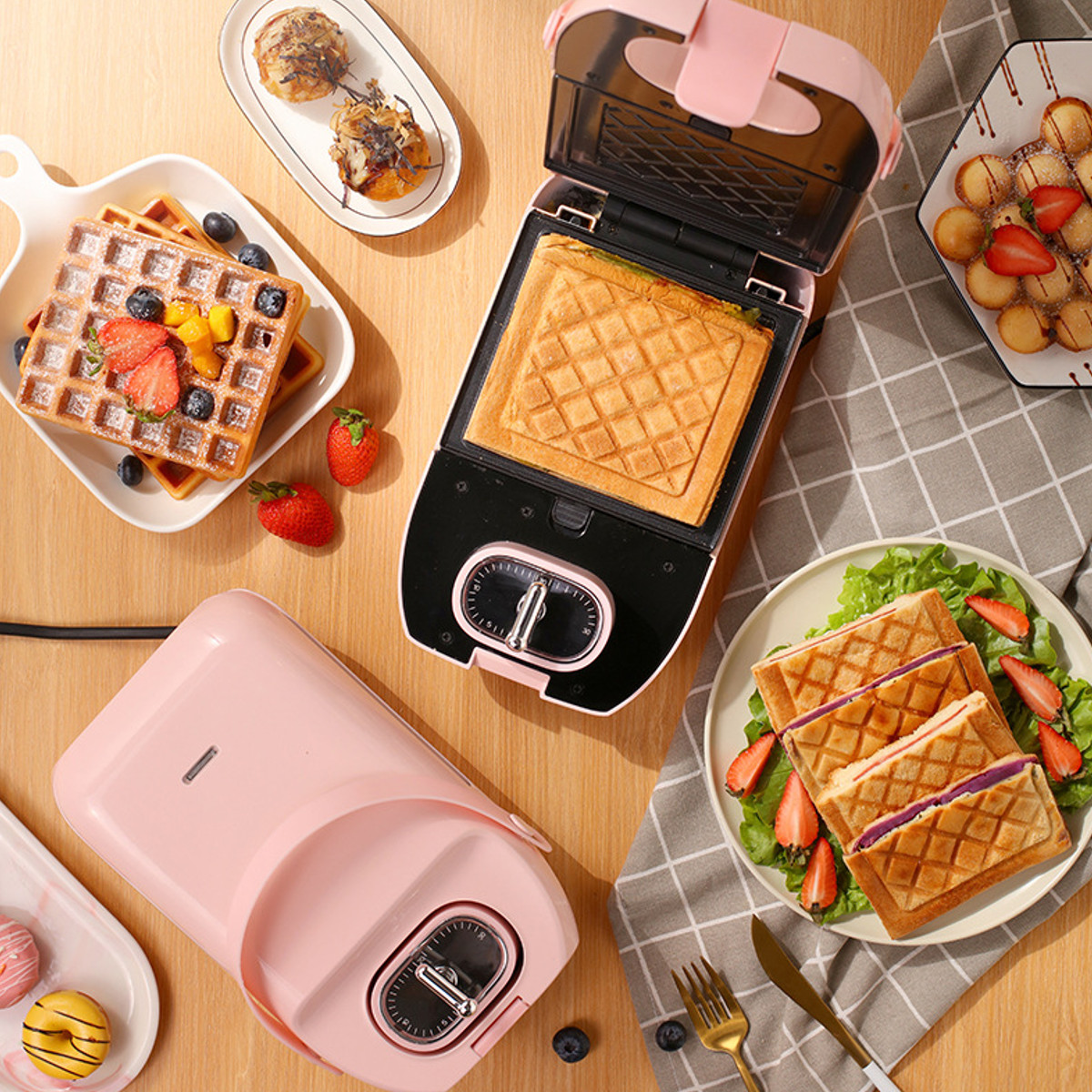 2IN1-Electric-Sandwich-Maker-Breakfast-Machine-Panini-Waffle-Cake-Toaster-Grill-1769665-4