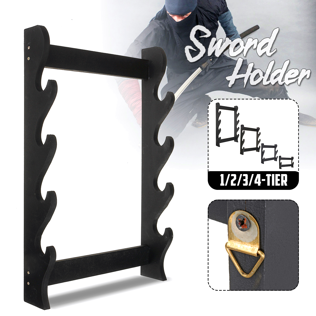 1234-Layer-Samurai-Knife-Holder-Bracket-Wall-mounted-Display-Rack-1614858-1