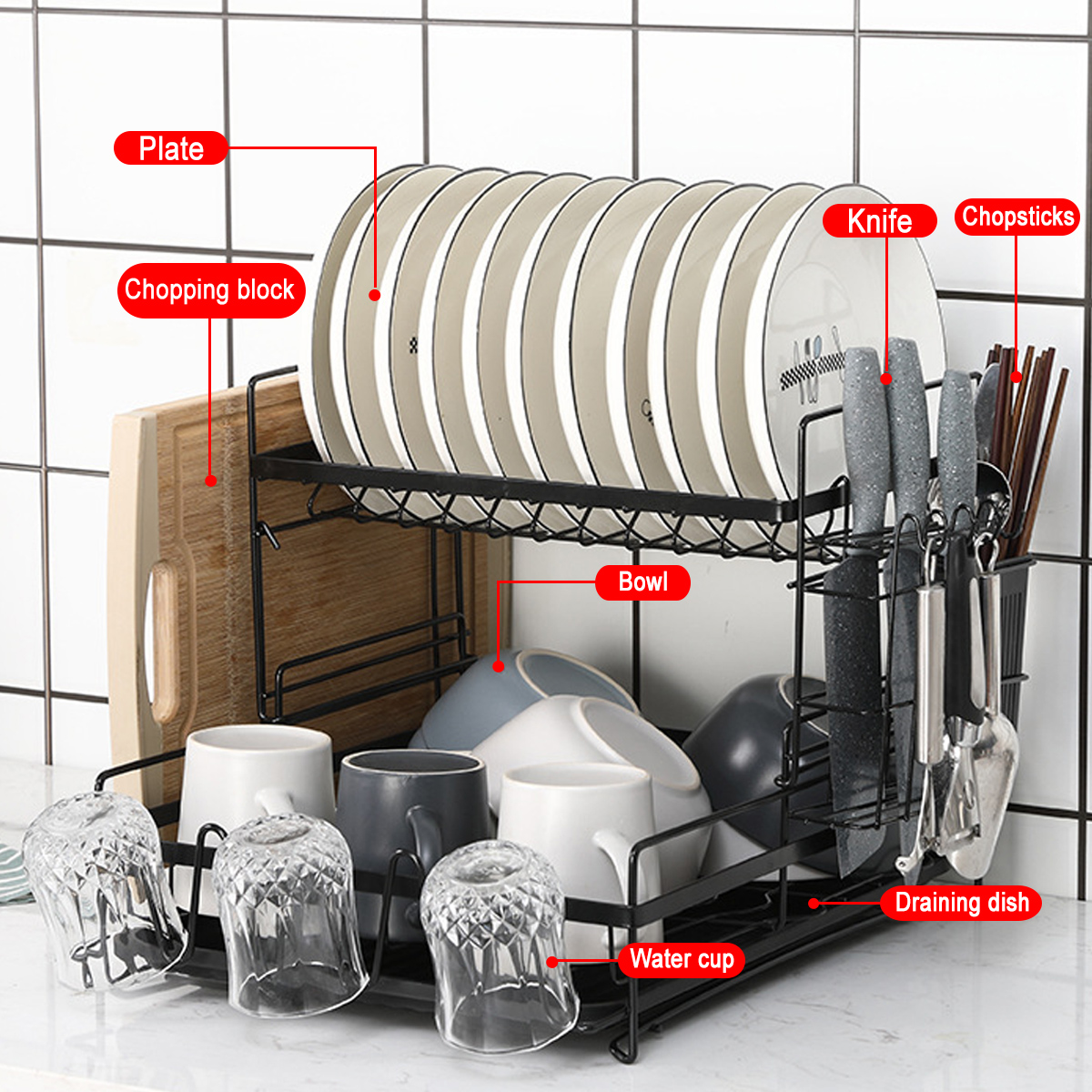2-Tier-Multifunctional-Kitchen-Drying-Dish-Rack-over-Sink-Drainer-Shelf-1748091-7