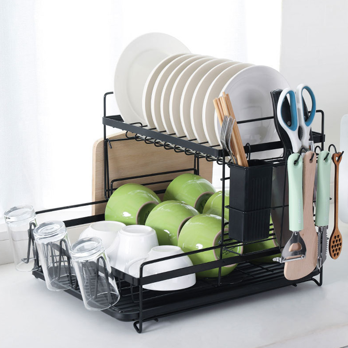 2-Tier-Multifunctional-Kitchen-Drying-Dish-Rack-over-Sink-Drainer-Shelf-1748091-8
