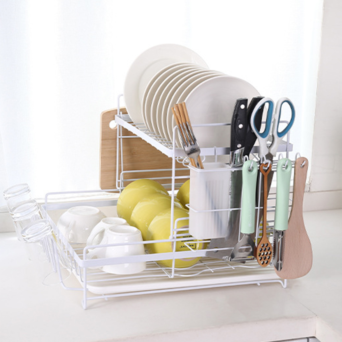 2-Tier-Multifunctional-Kitchen-Drying-Dish-Rack-over-Sink-Drainer-Shelf-1748091-9