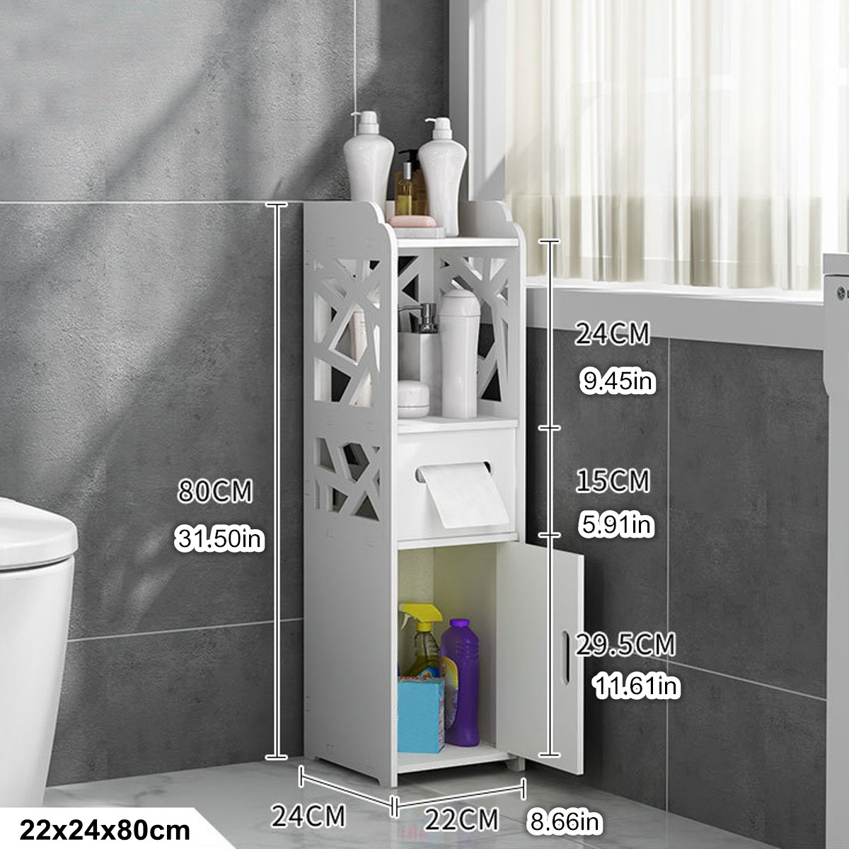 22x24x80cm-Bathroom-Floor-Standing-Storage-Cabinet-Washbasin-Shower-Corner-Shelf-1696935-1