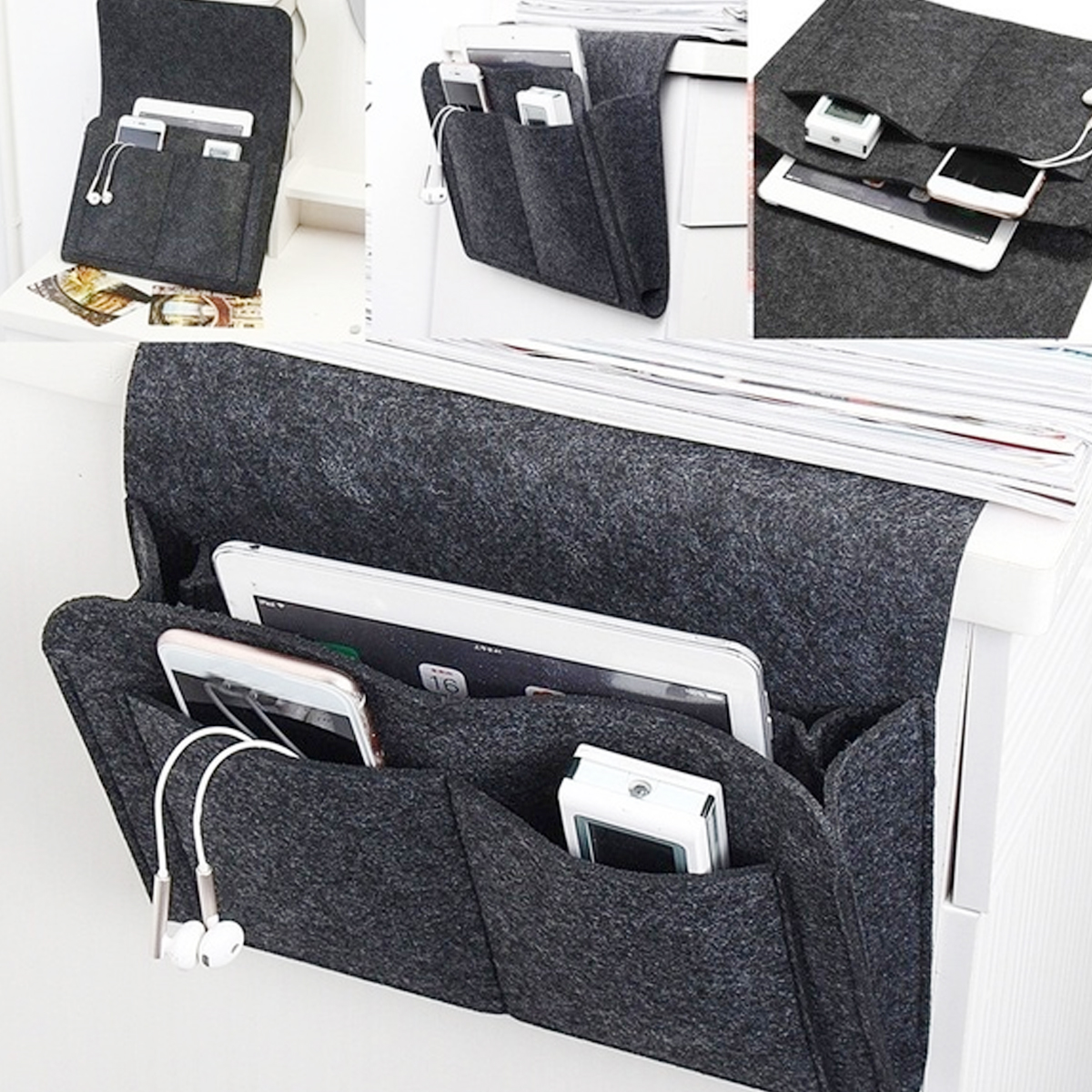 32x20x10cm-Felt-Bedside-Sofa-Storage-Bag-Remote-Book-Phone-Hanging-Parts-Storage-Box-1590370-1