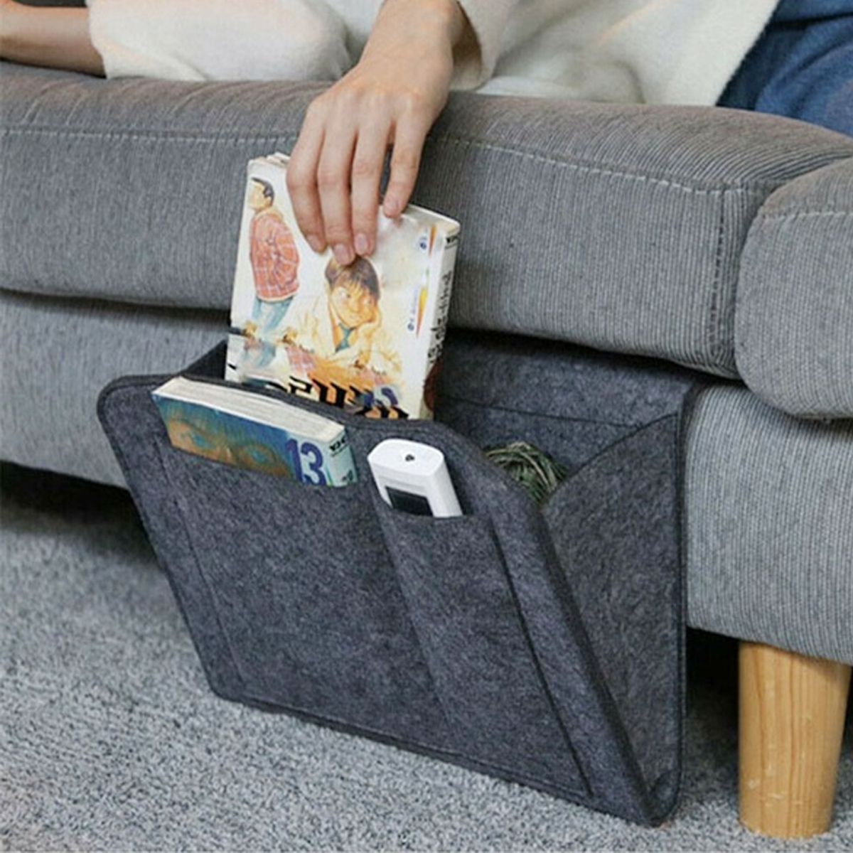 32x20x10cm-Felt-Bedside-Sofa-Storage-Bag-Remote-Book-Phone-Hanging-Parts-Storage-Box-1590370-7