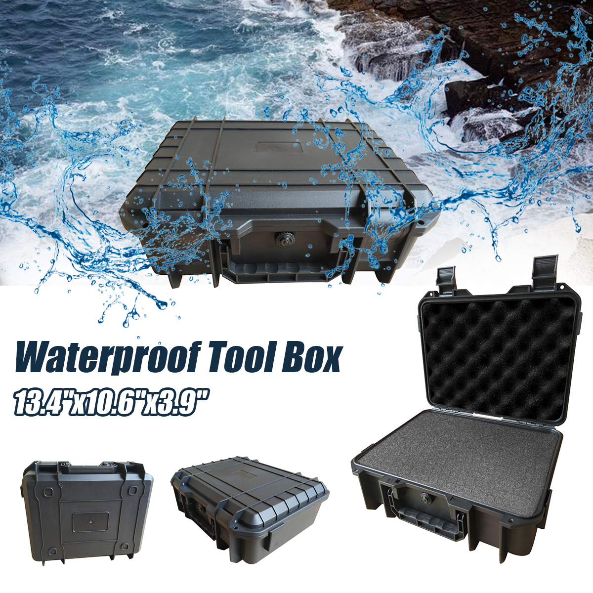 340mm-Waterproof-Storage-Box-Plastic-Hard-Carry-Tool-Case-Camera-With-Sponge-1873975-1