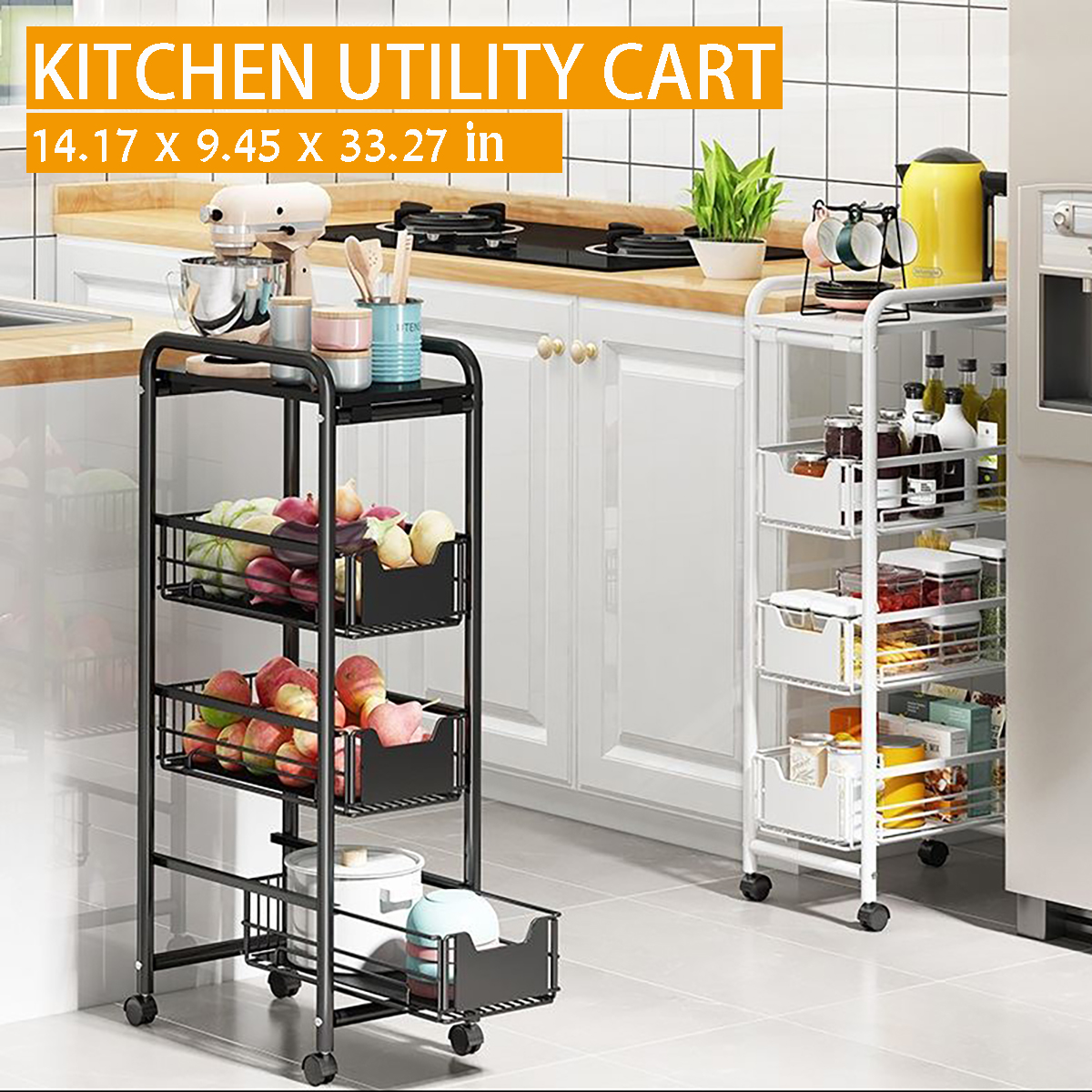 4-Tier-WhiteBlack-Metal-Rolling-Utility-Cart-Trolley-Storage-Shelf-Kitchen-Rack-1761496-1