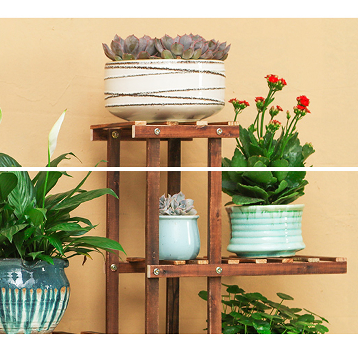 5-Tier-Fir-Wood-Wooden-Plant-Flower-Display-Stand-Shelf-Rack-Holder--Wheels-1634641-5