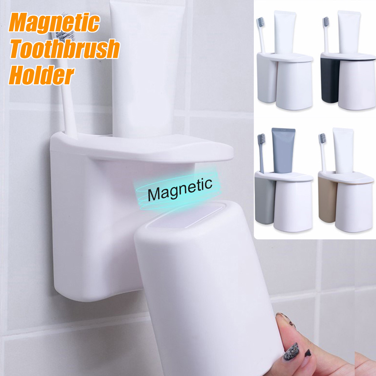 Bathroom-Toothpaste-Toothbrush-Holder-Storage-Shelf-Rack-Set-Magnetic-Cups-1587249-1