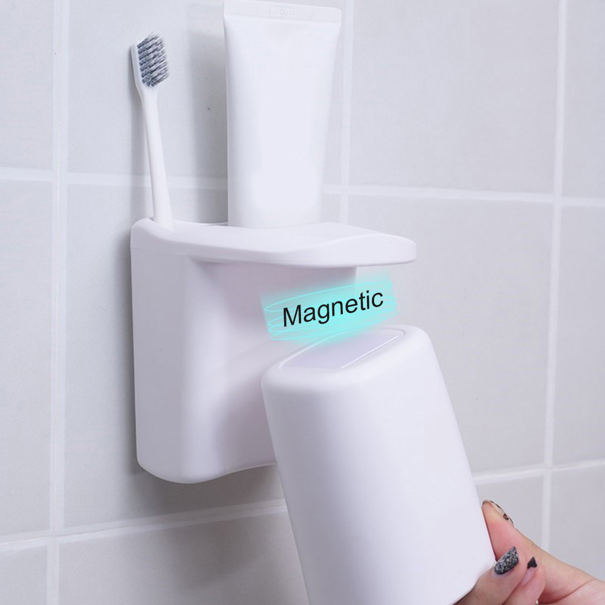 Bathroom-Toothpaste-Toothbrush-Holder-Storage-Shelf-Rack-Set-Magnetic-Cups-1587249-9