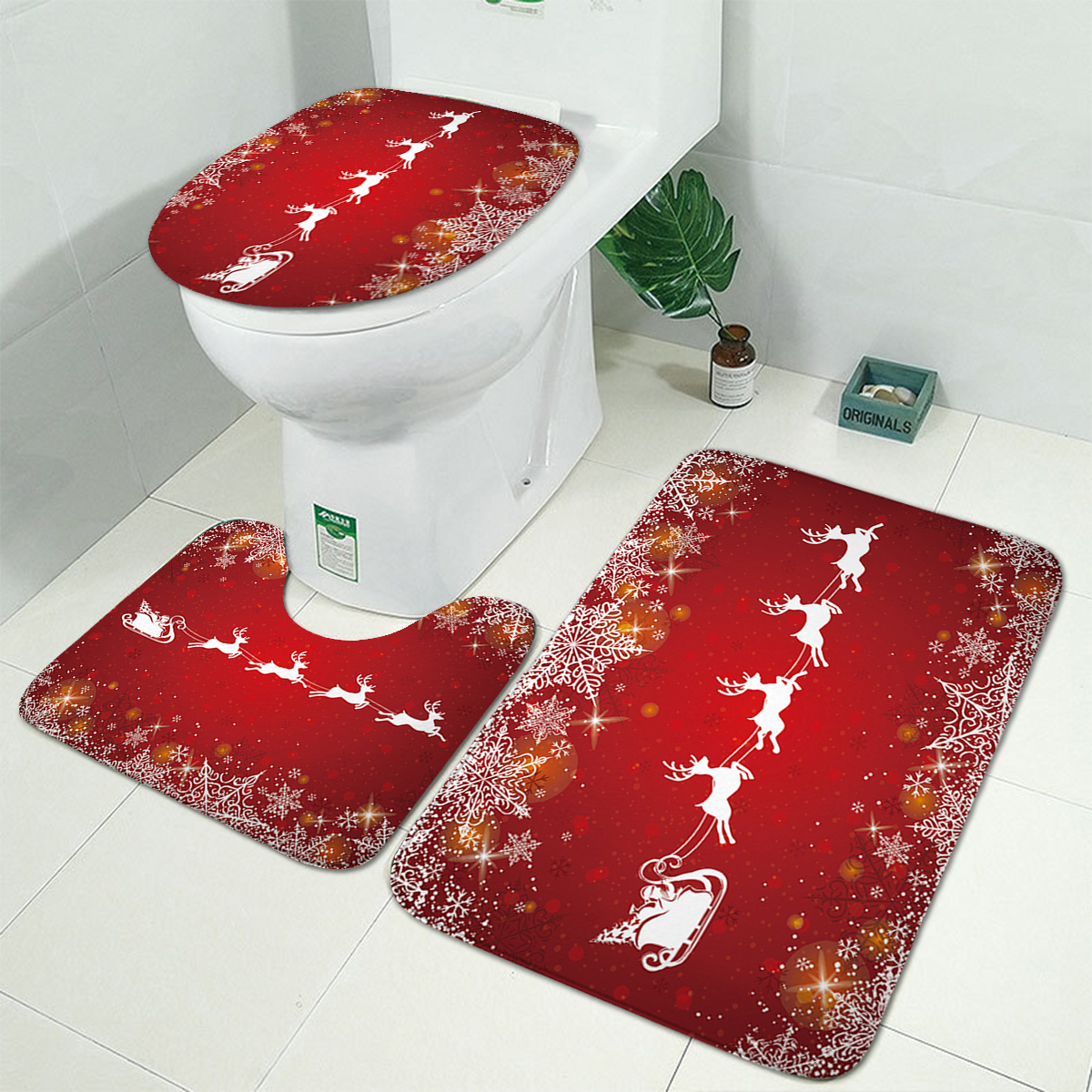 Christmas-Decorations-180x180cm-Shower-Curtain-Mat-Bathroom-Anti-slip-Carpet-Rug-1593351-4