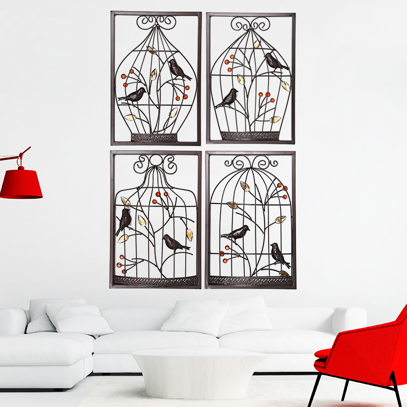 Jeweled-Birds-Tree-Birdcage-Sculpture-Iron-Wrought-Hanging-Wall-Art-Decorations-Framed-1585436-1