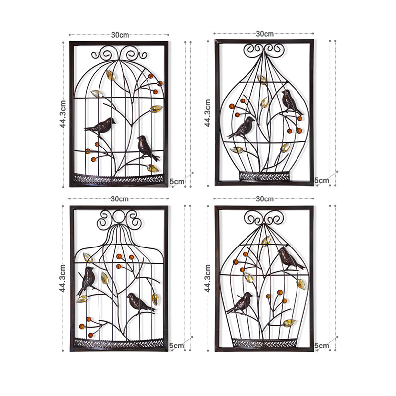 Jeweled-Birds-Tree-Birdcage-Sculpture-Iron-Wrought-Hanging-Wall-Art-Decorations-Framed-1585436-3