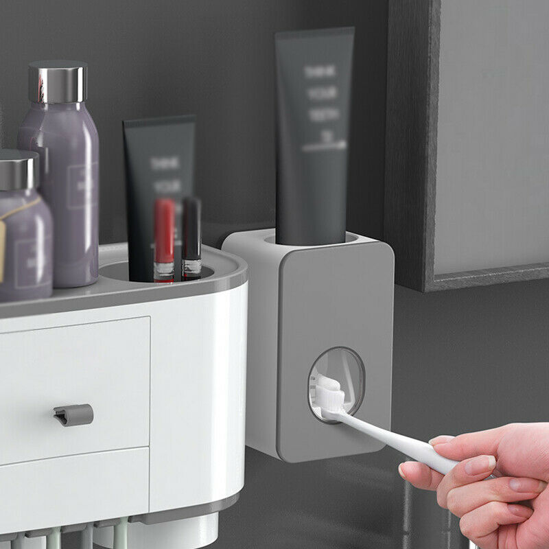 Magnetic-Adsorption-Toothbrush-Holder-With-Cup-Wall-Mount-And-Washing-Storage-Storage-Baskets-1587208-7