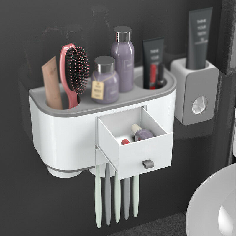 Magnetic-Adsorption-Toothbrush-Holder-With-Cup-Wall-Mount-And-Washing-Storage-Storage-Baskets-1587208-8